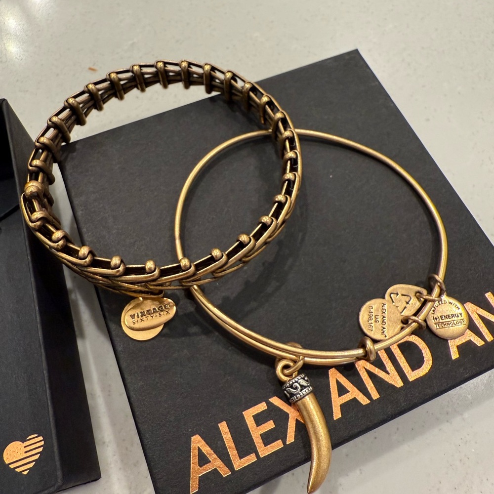 Alex and Ani Gold Charm Bracelet Set